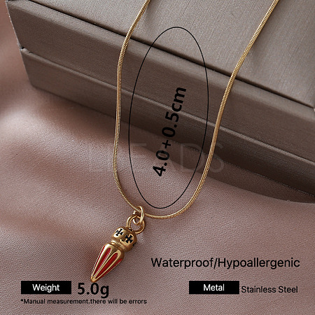 Vintage 304 Stainless Steel Enamel Cone Pendant Necklaces for Women SI8197-1-1