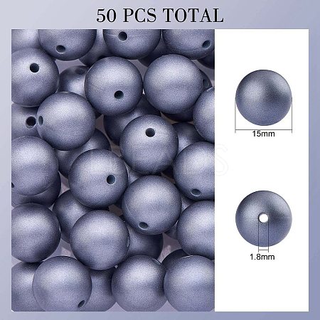 50Pcs Silicone Beads Round Rubber Beads 15MM Loose Spacer Beads for DIY Supplies Jewelry Keychain Making JX474A-1