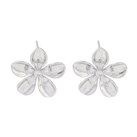 Brass Pave Clear Cubic Zirconia Stud Earring Findings LS-KK-F875-05P-1