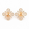 Brass Micro Pave Clear Cubic Zirconia Stud Earring Findings KK-S356-250-NF-1