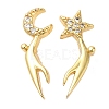 Rack Plating Brass Moon & Star Asymmetrical Earrings EJEW-D061-22G-1