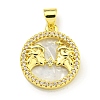 Brass Micro Pave Clear Cubic Zirconia Pendants KK-K354-04G-08-1