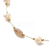 Natural Botswana Agate & Pearl Beaded Anklet AJEW-AN00500-02-4