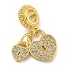 Rack Plating Brass Micro Pave Clear Cubic Zirconia European Dangle Charms KK-I718-21B-G-1