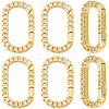 6Pcs Brass Micro Pave Clear Cubic Zirconia Spring Gate Rings KK-BBC0020-05-1