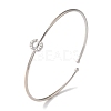 Rack Plating Brass Micro Pave Clear Cubic Zirconia Letter Open Cuff Bangles BJEW-A018-01P-C-1