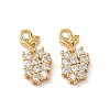 Brass Micro Pave Clear Cubic Zirconia Charms KK-B160-33G-1
