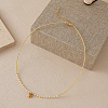 Stainless Steel Heart Pendant Faceted Round Natural Quartz Crystal with Miyuki Beaded Necklaces UF0843-7-1