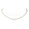 Glass Beads with Shell Heart  Necklaces NJEW-JN04681-03-1