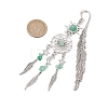 Alloy Sun & Woven Net/Web with Feather Charms Bookmarks AJEW-JK00368-5