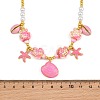 Ocean Brass Enamel Starfish Shell Shape Pendant Round ABS Imitation Pearl Beaded Necklaces KK-CBA4547-04C-G-5