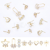 CHGCRAFT 16Pcs 8 Style Iron Stud Earrings Findings FIND-CA0005-33-5