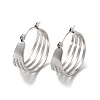 Non-Tarnish 304 Stainless Steel Multi Lines Hoop Earrings for Women EJEW-K243-04P-1