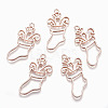 Rack Plating Alloy Open Back Bezel Pendants PALLOY-Q351-21RG-FF-1