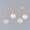 Round Eco-Friendly Glass Pearl & Glass Beads Ear Studs EJEW-JE03822-03-2