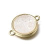 Natural White Shell Brass Flat Round Links Connector Charms KK-C262-03B-01G-2