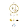 Alloy Enamel Bee Flower & Glass Beads Ring Pendant Decorations HJEW-TA00240-1