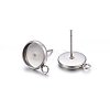 Non-Tarnish 304 Stainless Steel Stud Earring Settings STAS-H467-08P-12mm-1