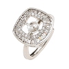 Brass Micro Pave Cubic Zirconia Adjustable Ring Components KK-CBAC351-03P-2
