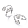 Clear Cubic Zirconia Double Acorn Open Cuff Rings RJEW-G287-01P-1