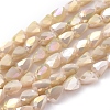 Electroplate Opaque Solid Color Glass Beads Strands X-EGLA-G035-B-FR04-1