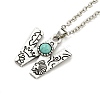 Letter A~Z Antique Silver Plated Alloy with Synthetic Turquoise Pendant Necklaces NJEW-G080-01W-2