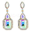 Brass Rhinestone Dangle Stud Earrings FS-WG9D6B6-05-1