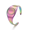 Ion Plating(IP) Rainbow Color 304 Stainless Steel Oval Chunky Open Cuff Ring for Women RJEW-C025-14M-1