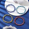 4Pcs 4 Colors Evil Eye Handmade Lampwork & Electroplated Glass Stretch Bracelet Sets BJEW-TA00520-2