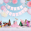 Word Happy Birthday Paper Card & Satin Bowknot Hanging Banners FEPA-WH0008-002-4
