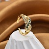 Rack Plating Brass Micro Pave Cubic Zirconia Cuff Finger Rings for Women RJEW-M028-43G-4