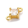 Brass Cubic Zirconia Rhombus Connector Charms KK-F894-12G-06-2
