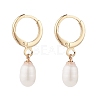 Natural Pearl Drop Hoop Earrings EJEW-SZ0001-60A-1