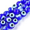 Handmade Evil Eye Lampwork Round Bead Strands X-LAMP-L055-8mm-14-1