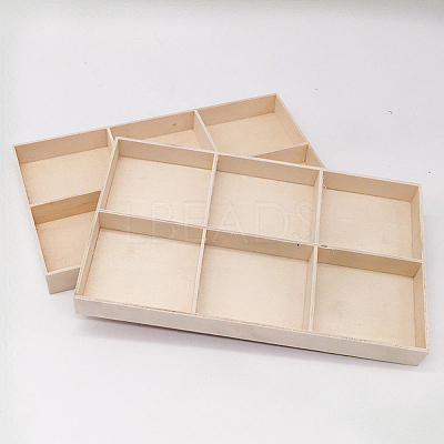 2Pcs 6 Grids Rectangle Wooden Display Trays for Jewelry AJEW-DJ0001-94B-1