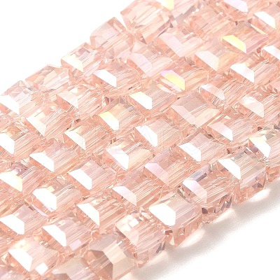 Electroplate Glass Beads Strands EGLA-D018-6x6mm-32-1
