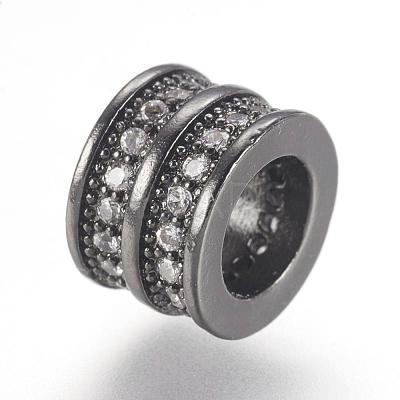 Brass Micro Pave Cubic Zirconia European Beads ZIRC-F062-11-1