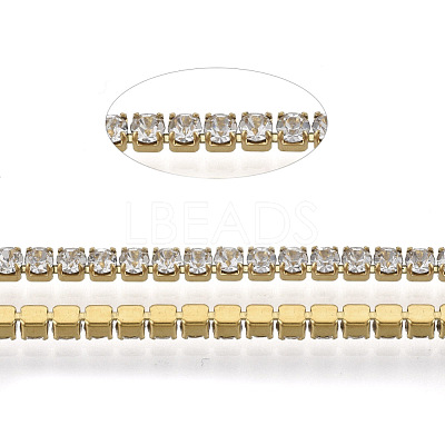 304 Stainless Steel Rhinestone Strass Chains STAS-T055-12G-B-1