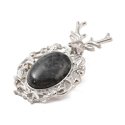 Natural Larvikite Pendants G-A226-02P-03-1