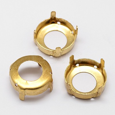 Flat Round Brass Sew on Prong Settings KK-N0084-A13-14mmG-1
