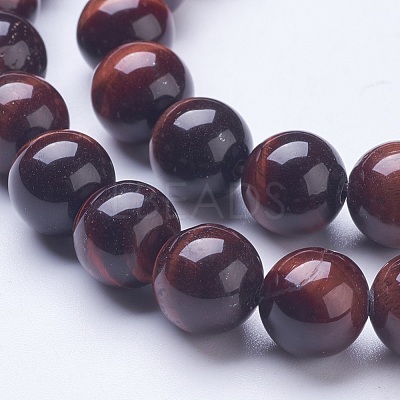 Dyed & Heated Natural Red Tiger Eye Beads Strands G-D855-04-10mm-1