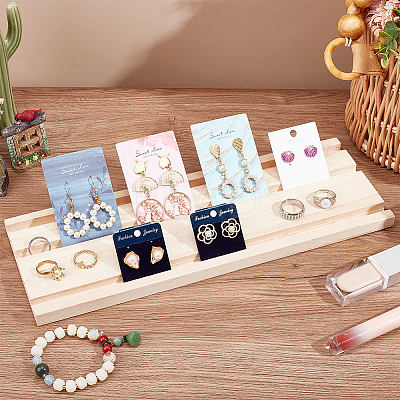 3-Slot Wood Earring Display Card Tray EDIS-WH0021-42-1