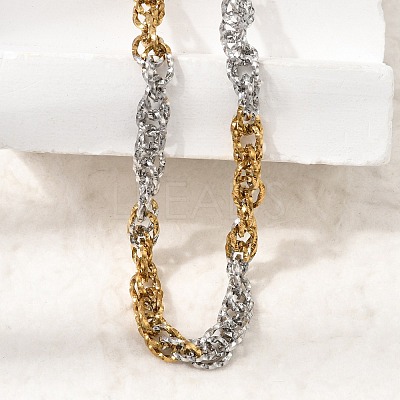 6MM Duo Tone 304 Stainless Steel Textured Rope Chain Necklaces SA-CBA70A3-01GP-1