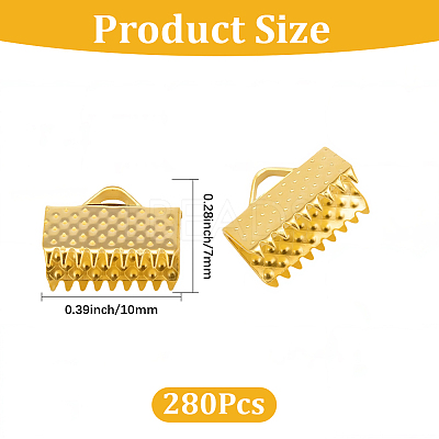 280Pcs Iron Ribbon Crimp Ends IFIN-CP0002-97S-1