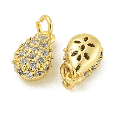 Rack Plating Brass Micro Pave Clear Cubic Zirconia Charms KK-Z067-23G-05-1