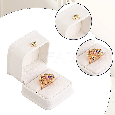 2Pcs PU Leather Ring Gift Boxes LBOX-CL0001-03-1