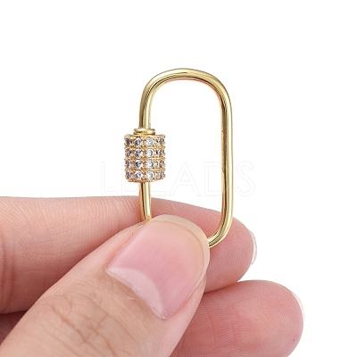 Brass Micro Pave Clear Cubic Zirconia Screw Carabiner Lock Charms ZIRC-E164-11G-1