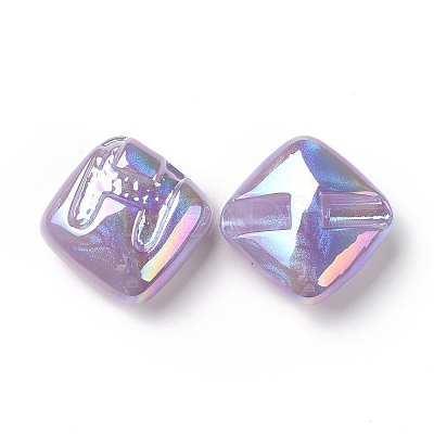 Rainbow Iridescent Plating Acrylic Beads LS-OACR-A010-06A-1