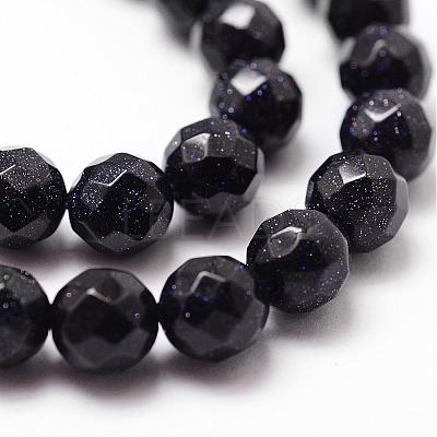 Synthetic Blue Goldstone Beads Strands G-D840-14-8mm-1