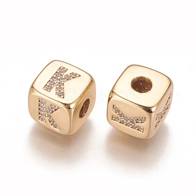 Brass Micro Pave Cubic Zirconia Beads X-KK-K238-16G-K-1